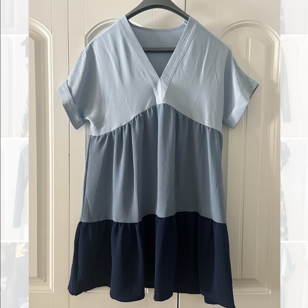 Color block blue summer dress